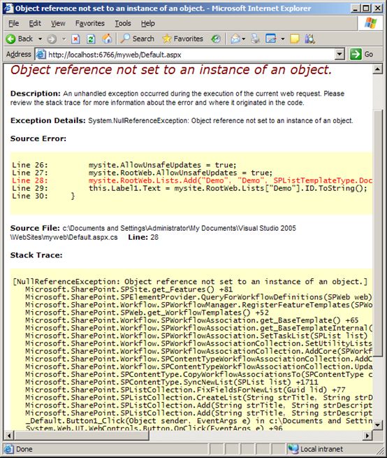 讨论：为什么Web不行？Console可以？---为什么Document Library不行？Generic List可以？（MOSS2007）