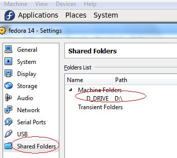 Virtualbox下fedora访问windows下的共享文件夹方法