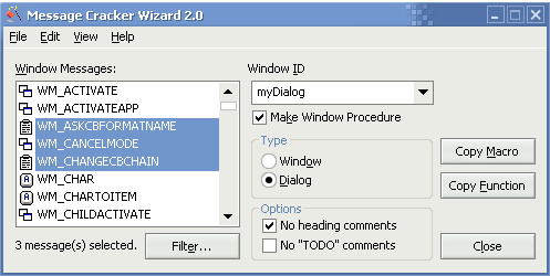 Message Cracker Wizard for Win32 SDK Developers