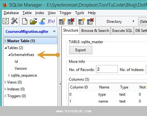 Database struture with migrations