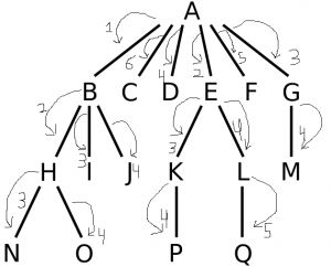 Minimum no. of iterations to pass information to all nodes in the tree