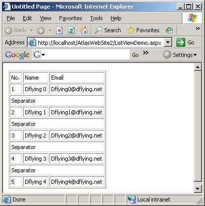使用ASP.NET Atlas ListView控件显示列表数据