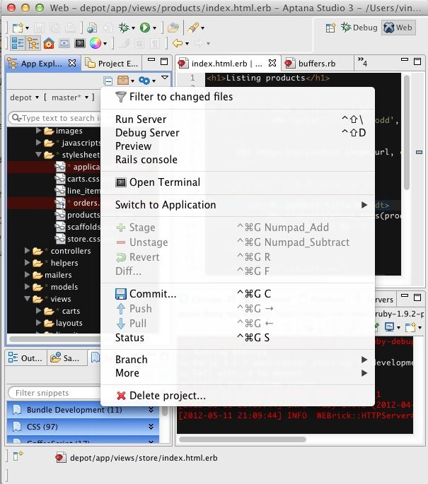 debug rails with Aptana studio 3