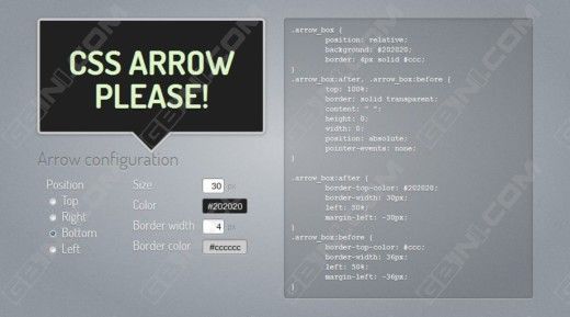 分享一个纯CSS在线气泡提示生成工具 - CSS ARROW PLEASE!