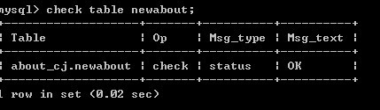 Table '.\about_cj\newabout' is marked as crashed and should be repaired