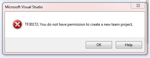 Permission error with creating a team project from VS 2010 on TFS 2012 tfs2012在vs2010下不能创建团队项目的问题