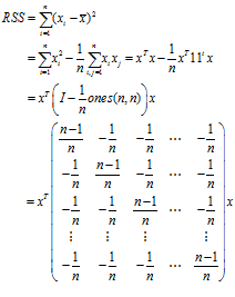 RSS(Residual Sum of Squares)的自由度为什么是n-1呢