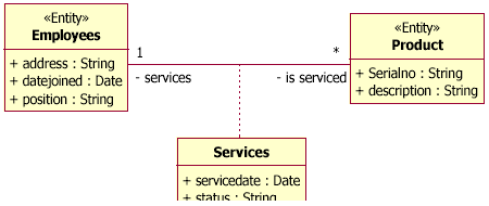 图 14 关联类中指定了关系类型 Services 的属性