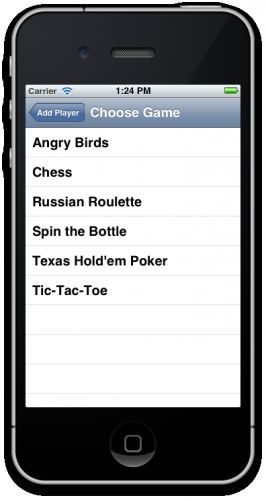 App with Choose Game screen