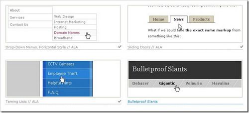 300+Jquery, CSS, MooTools 和 JS的导航菜单资源