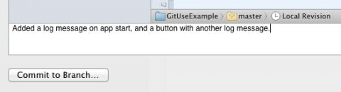 Adding a commit message for git in Xcode