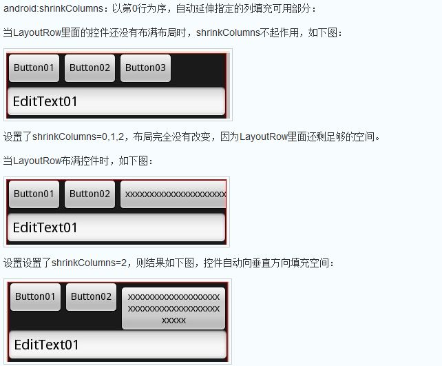 Android 布局详解 -三表格布局（TableLayout）以及重要属性