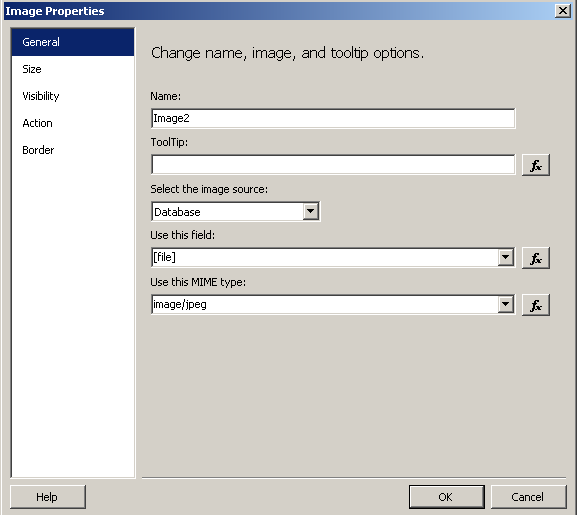 SSRS databound image from db image properties