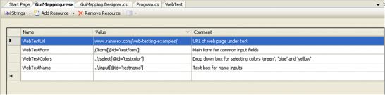 Visual Studio resource table for GUI mapping