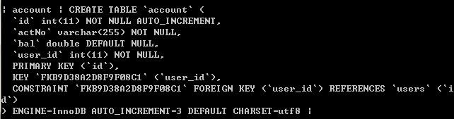 account表建表语言