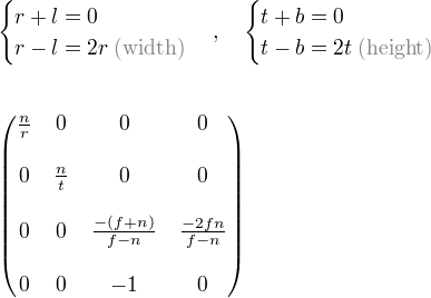 <> OpenGL Projection Matrix