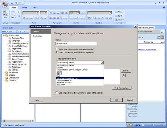 Figure 3: SharePoint List Connection Type