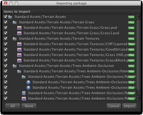 Importing package assets for the terrain.