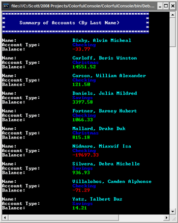 Colorful Console Mode Applications in C#