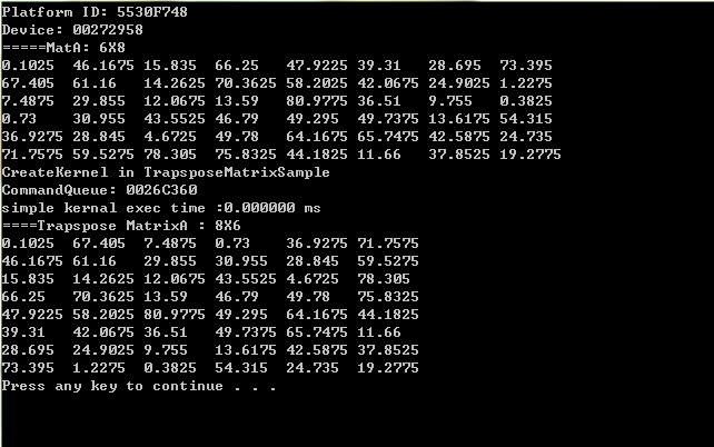 【异构计算】OpenCL矩阵转置