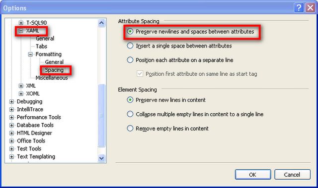 Visual Studio 2008/2010中Xaml开发格式设置技巧
