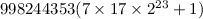 998244353(7 \times 17 \times 2^{23}+1)