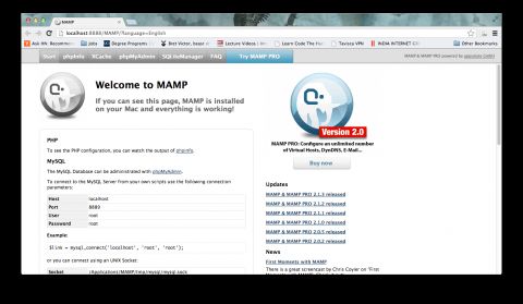 MAMP Start Page