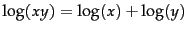 $\log (xy) = \log (x)

+ \log (y)$