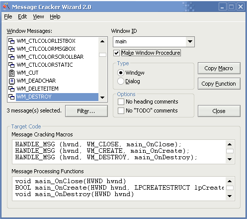 Message Cracker Wizard for Win32 SDK Developers