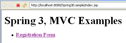 Spring 3 MVC Registration Form Example