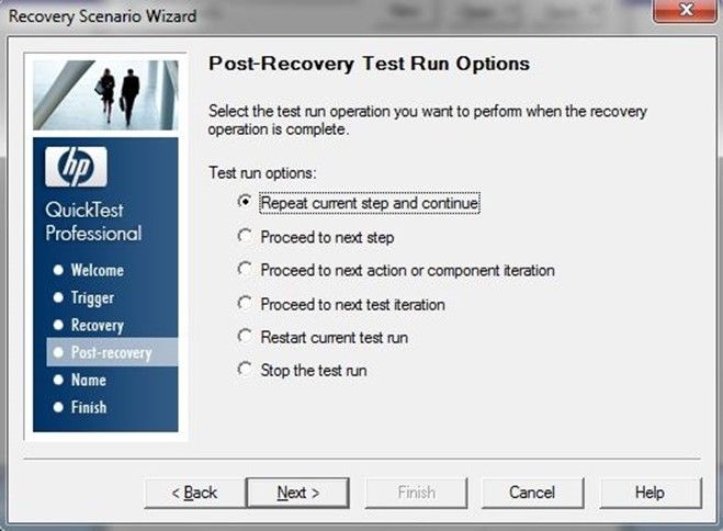 【QTP-场景恢复】Post-Recovery Test Run Options Screen